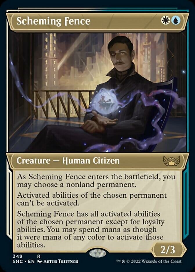 Scheming Fence (Showcase Art Deco) [Streets of New Capenna] MTG Single Magic: The Gathering  | Multizone: Comics And Games