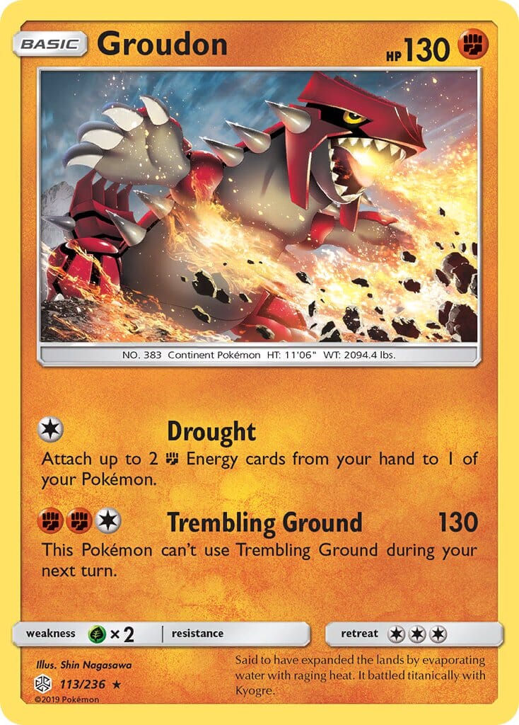 Groudon (113/236) (Cracked Ice Holo) (Theme Deck Exclusive) [Sun & Moon: Cosmic Eclipse] Pokemon Single Pokémon  | Multizone: Comics And Games