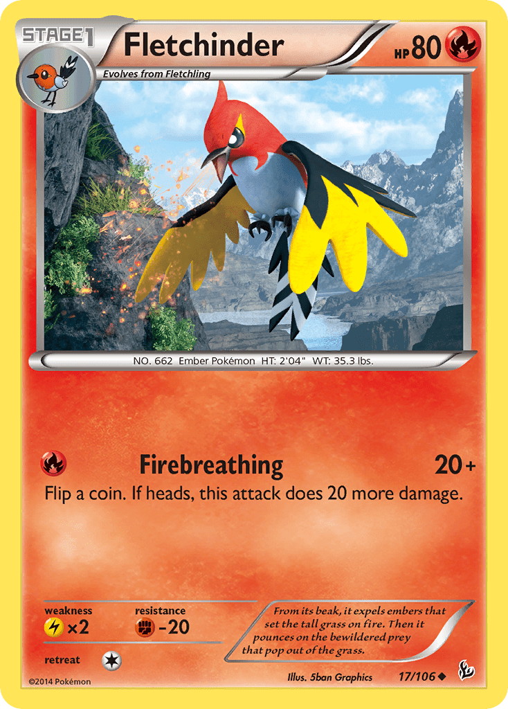 Fletchinder (17/106) [XY: Flashfire] Pokemon Single Pokémon  | Multizone: Comics And Games