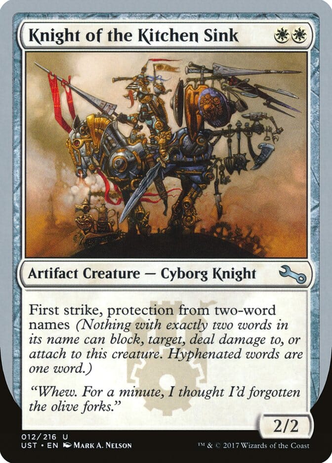 Knight of the Kitchen Sink ("protection from two-word names") [Unstable] MTG Single Magic: The Gathering  | Multizone: Comics And Games