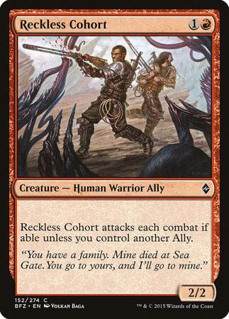 Reckless Cohort [Battle for Zendikar] MTG Single Magic: The Gathering  | Multizone: Comics And Games