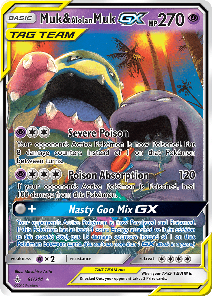 Muk & Alolan Muk GX (61/214) [Sun & Moon: Unbroken Bonds] Pokemon Single Pokémon  | Multizone: Comics And Games