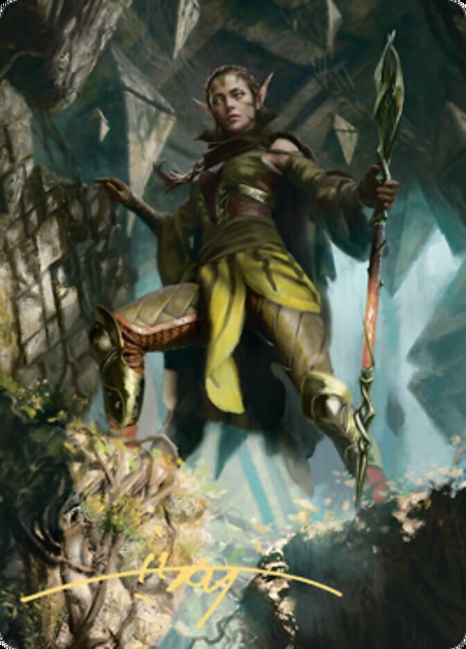 Nissa of Shadowed Boughs 1 Art Card (Gold-Stamped Signature) [Zendikar Rising Art Series] MTG Single Magic: The Gathering  | Multizone: Comics And Games