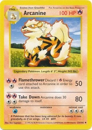 Arcanine (23/102) [Base Set Shadowless Unlimited] Pokemon Single Pokémon  | Multizone: Comics And Games