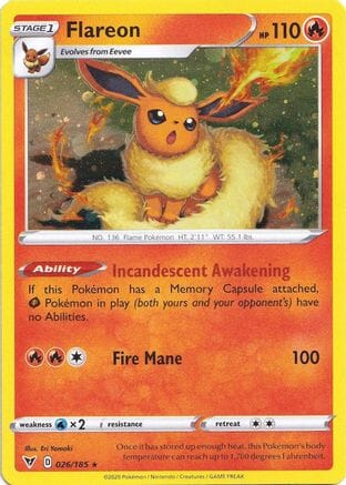 Flareon (026/185) (Cosmos Holo) [Sword & Shield: Vivid Voltage] Pokemon Single Pokémon  | Multizone: Comics And Games