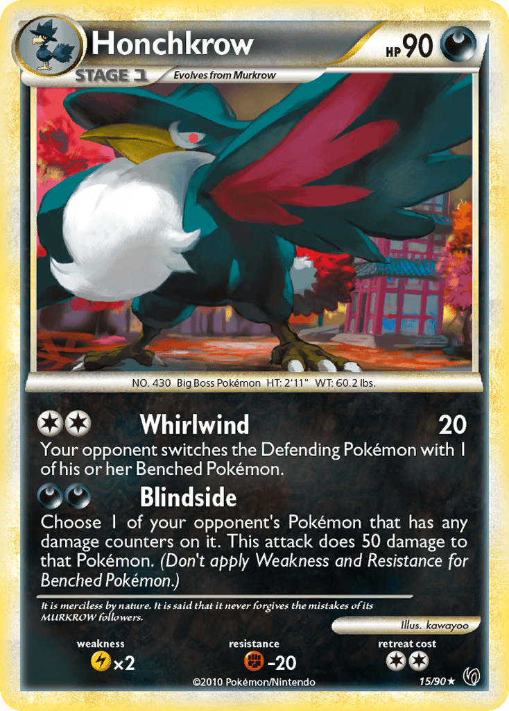 Honchkrow (15/90) [HeartGold & SoulSilver: Undaunted] Pokemon Single Pokémon  | Multizone: Comics And Games