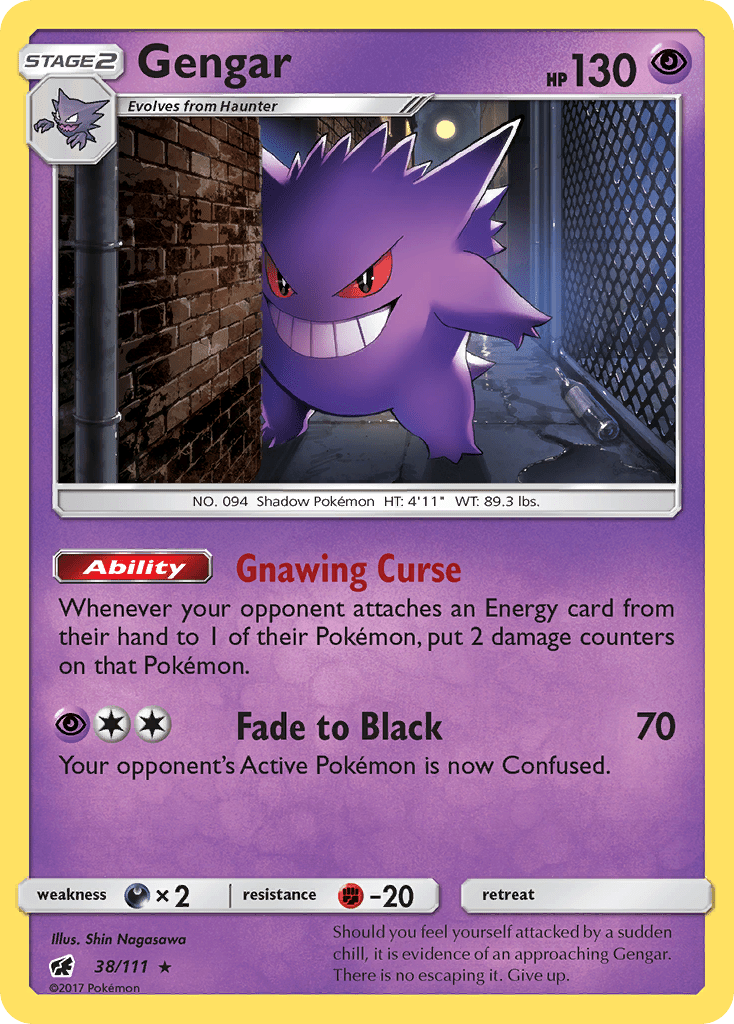 Gengar (38/111) [Sun & Moon: Crimson Invasion] Pokemon Single Pokémon  | Multizone: Comics And Games