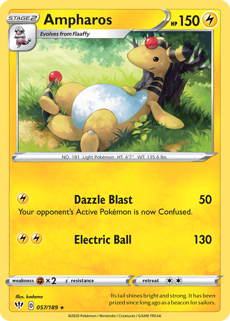 Ampharos (057/189) [Sword & Shield: Darkness Ablaze] Pokemon Single Pokémon  | Multizone: Comics And Games