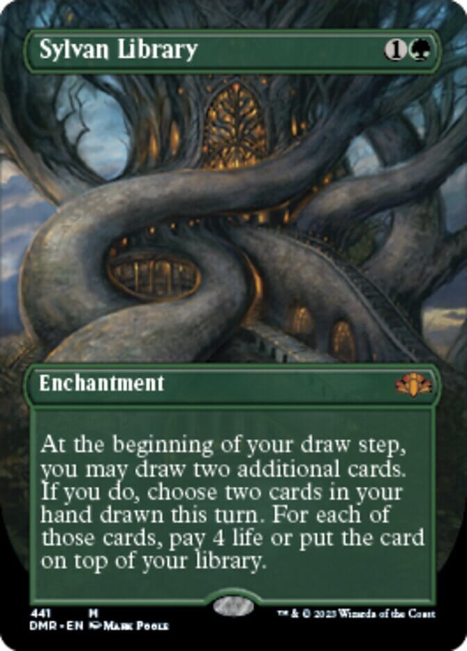 Sylvan Library (Borderless Alternate Art) [Dominaria Remastered] MTG Single Magic: The Gathering  | Multizone: Comics And Games