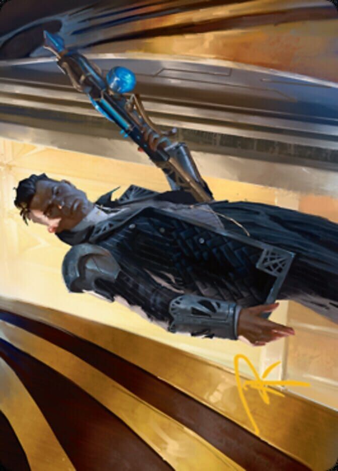 Backup Agent Art Card (Gold-Stamped Signature) [Streets of New Capenna Art Series] MTG Single Magic: The Gathering  | Multizone: Comics And Games
