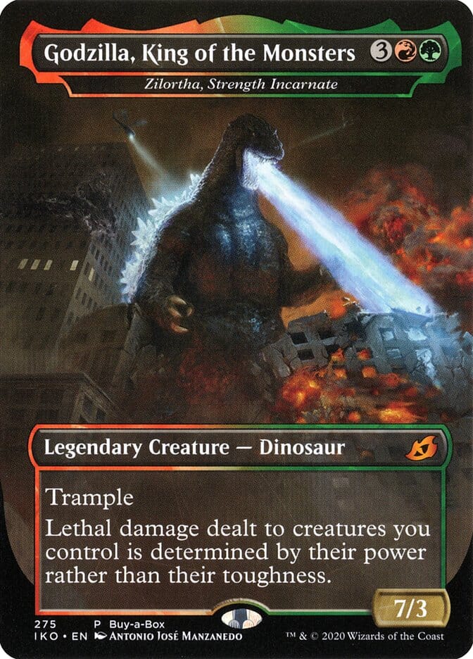 Zilortha, Strength Incarnate - Godzilla, King of the Monsters (Buy-A-Box) [Ikoria: Lair of Behemoths Promos] MTG Single Magic: The Gathering  | Multizone: Comics And Games