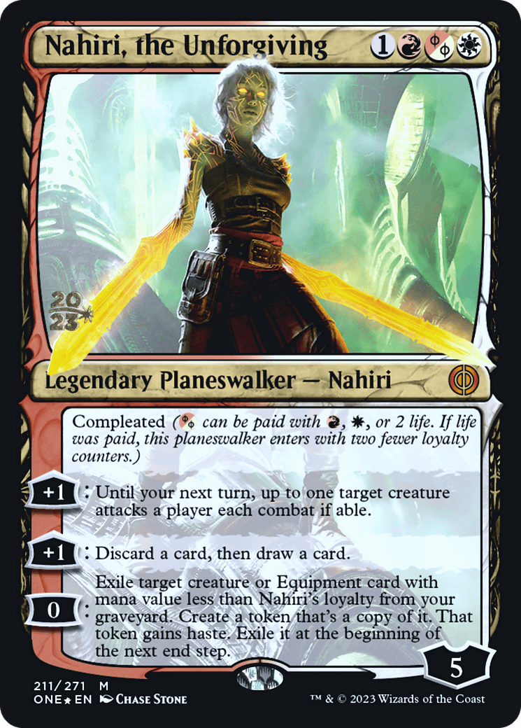 Nahiri, the Unforgiving [Phyrexia: All Will Be One Prerelease Promos] MTG Single Magic: The Gathering  | Multizone: Comics And Games