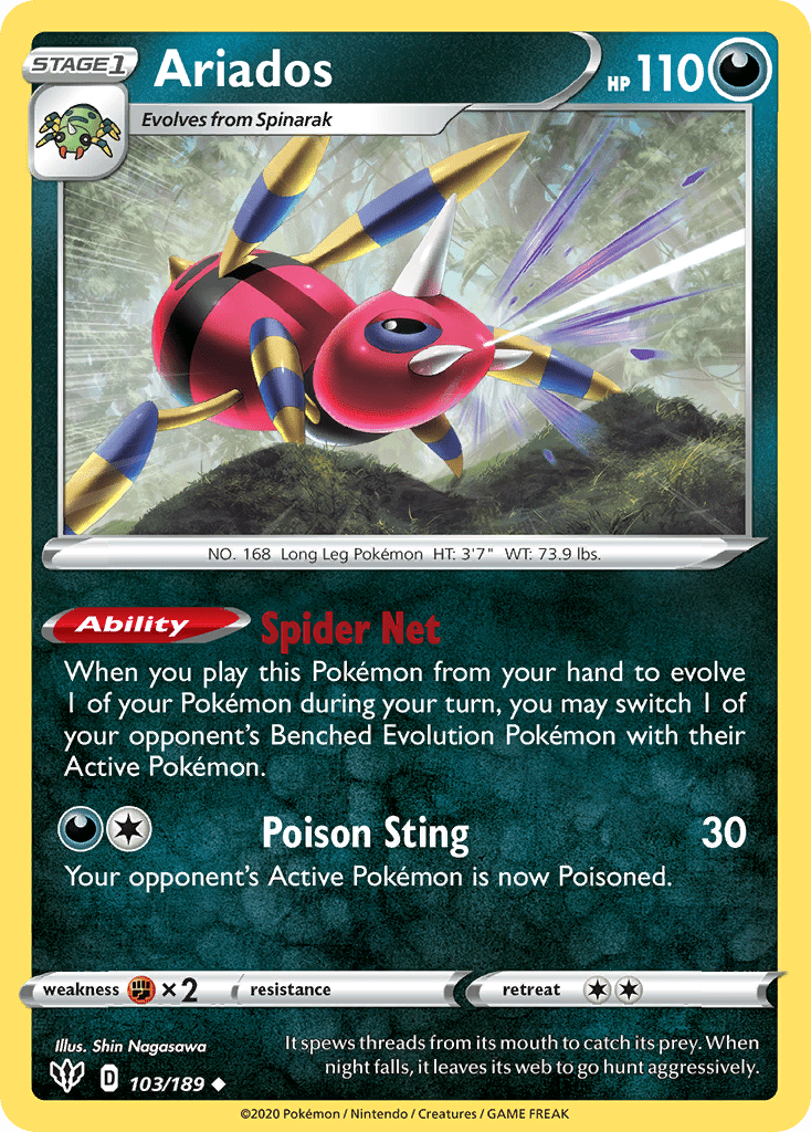 Ariados (103/189) [Sword & Shield: Darkness Ablaze] Pokemon Single Pokémon  | Multizone: Comics And Games