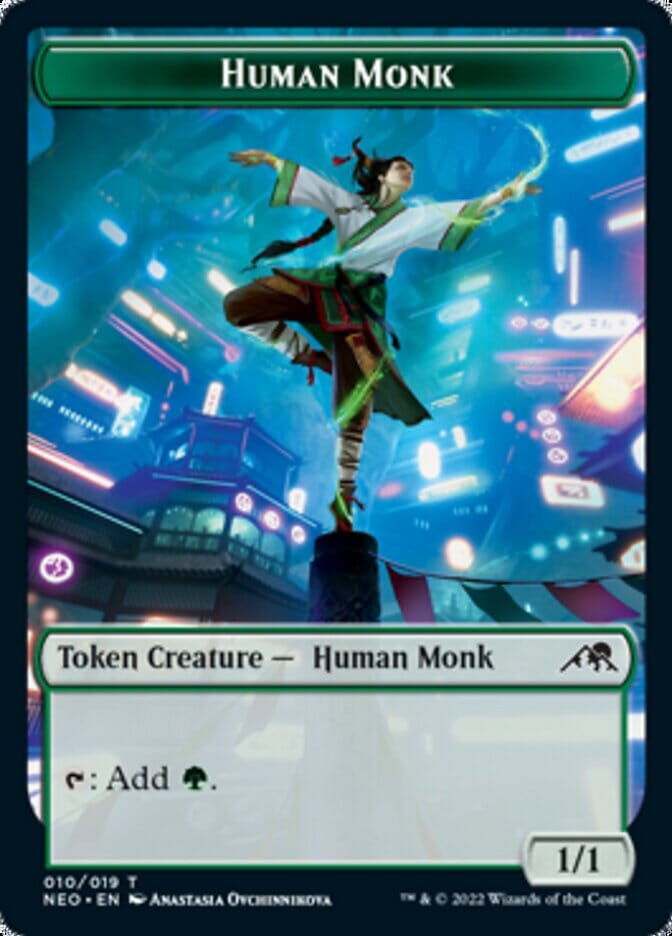Spirit (002) // Human Monk Double-sided Token [Kamigawa: Neon Dynasty Tokens] MTG Single Magic: The Gathering  | Multizone: Comics And Games