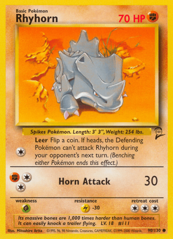 Rhyhorn (90/130) [Base Set 2] Pokemon Single Pokémon  | Multizone: Comics And Games