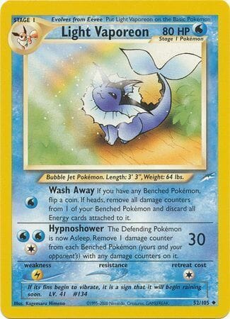 Light Vaporeon (52/105) [Neo Destiny Unlimited] Pokemon Single Pokémon  | Multizone: Comics And Games