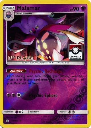 Malamar (51/131) (League Promo 3rd Place) [Sun & Moon: Forbidden Light] Pokemon Single Pokémon  | Multizone: Comics And Games