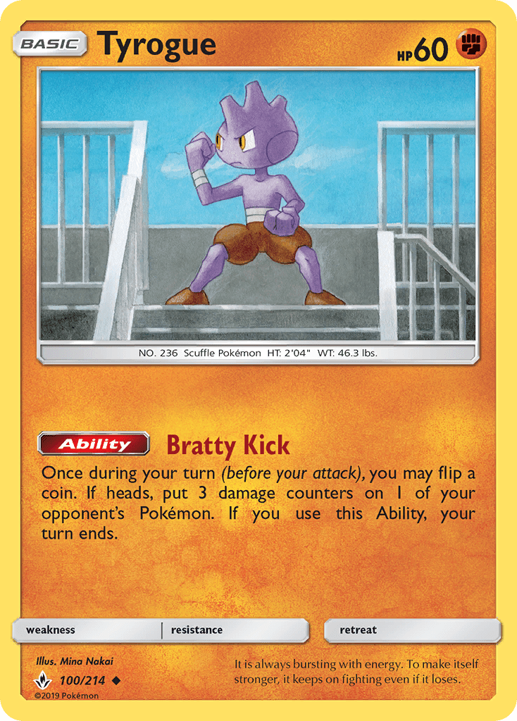 Tyrogue (100/214) [Sun & Moon: Unbroken Bonds] Pokemon Single Pokémon  | Multizone: Comics And Games