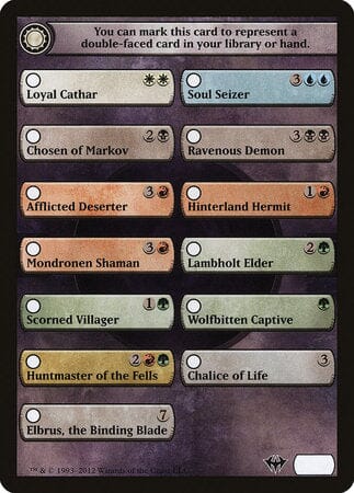 Checklist Card - Dark Ascension [Dark Ascension Tokens] MTG Single Magic: The Gathering  | Multizone: Comics And Games