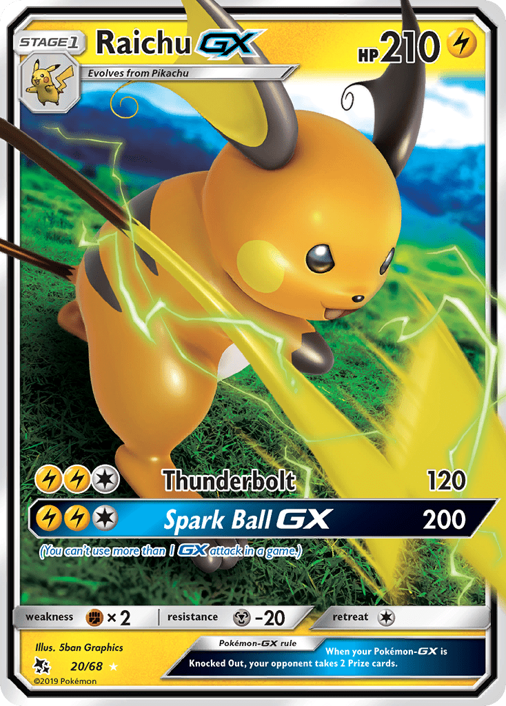 Raichu GX (20/68) [Sun & Moon: Hidden Fates] Pokemon Single Pokémon  | Multizone: Comics And Games