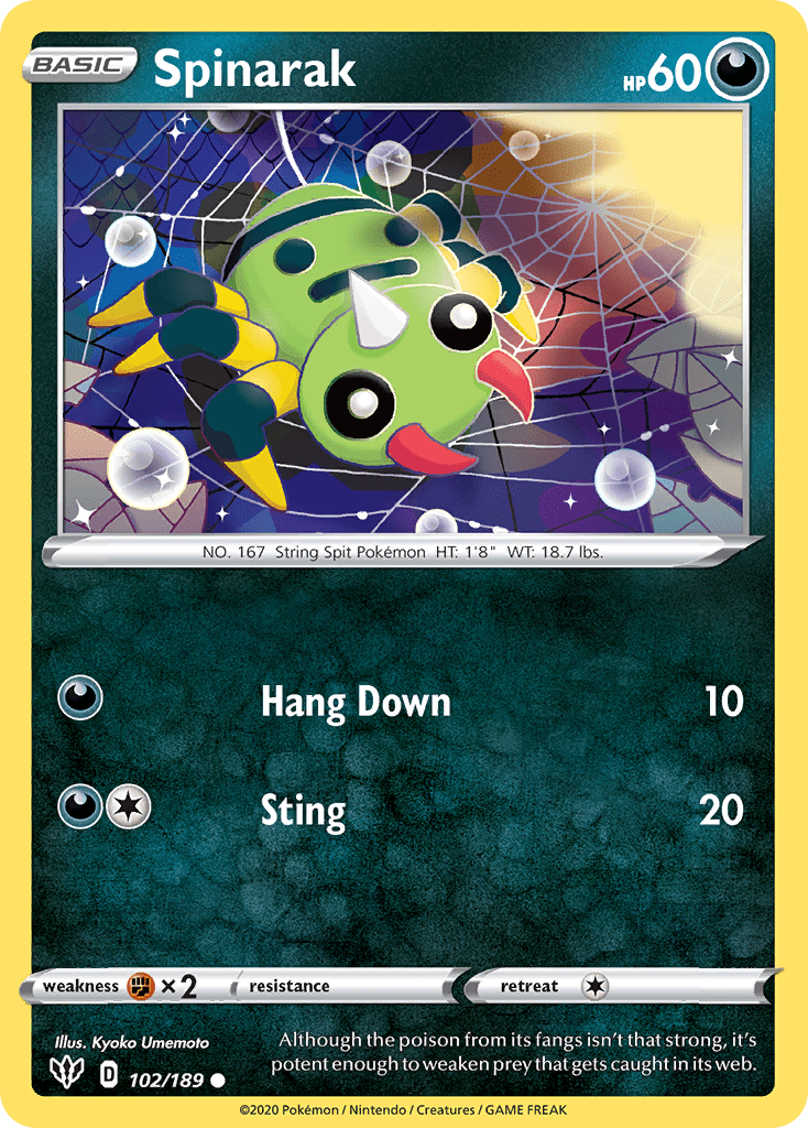 Spinarak (102/189) [Sword & Shield: Darkness Ablaze] Pokemon Single Pokémon  | Multizone: Comics And Games