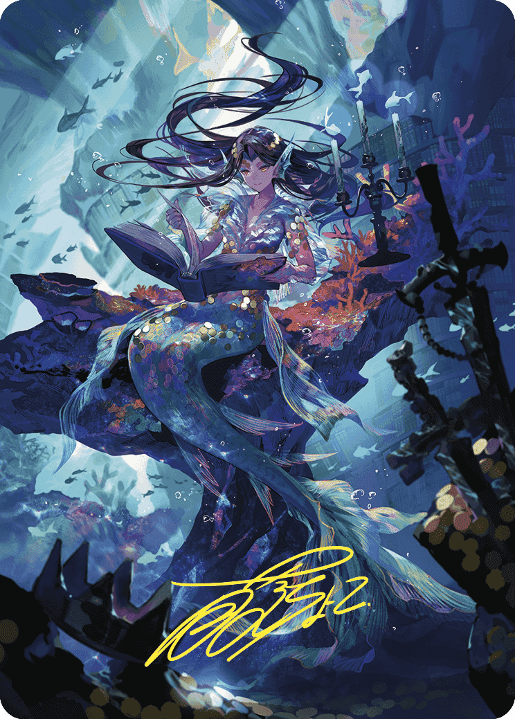 Rhystic Study Art Card (Gold-Stamped Signature) [Wilds of Eldraine Art Series] MTG Single Magic: The Gathering  | Multizone: Comics And Games