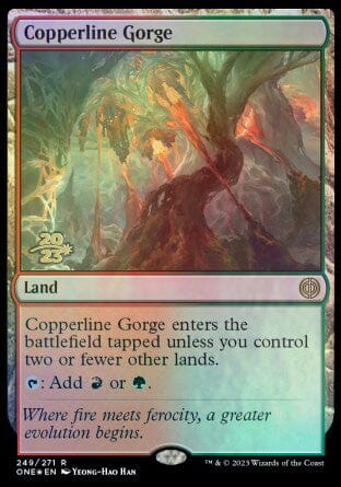 Copperline Gorge [Phyrexia: All Will Be One Prerelease Promos] MTG Single Magic: The Gathering  | Multizone: Comics And Games