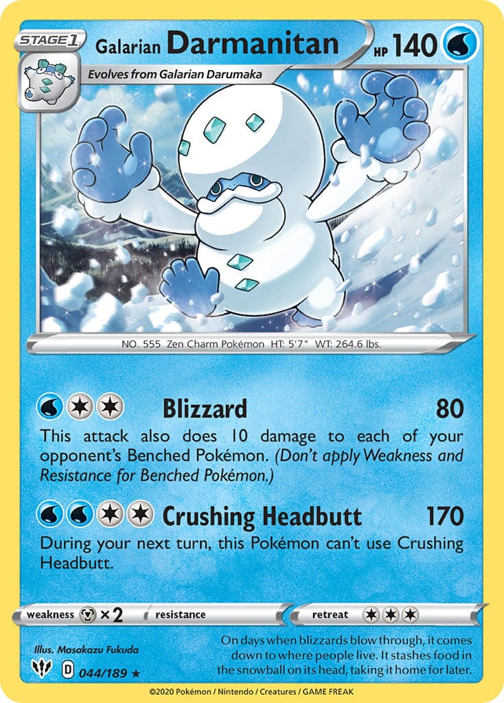 Galarian Darmanitan (044/189) (Cracked Ice Holo) (Theme Deck Exclusive) [Sword & Shield: Darkness Ablaze] Pokemon Single Pokémon  | Multizone: Comics And Games