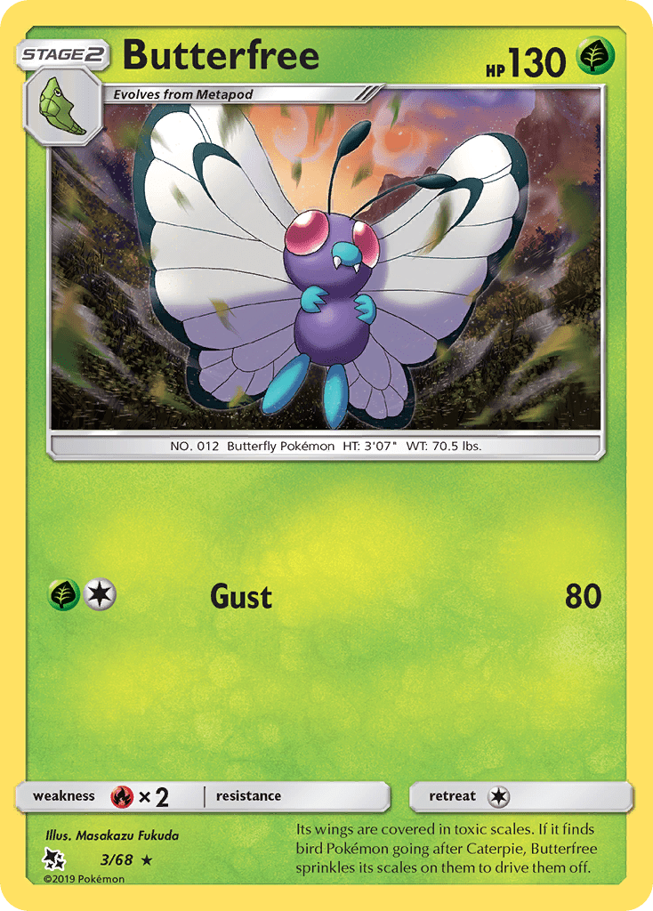 Butterfree (3/68) [Sun & Moon: Hidden Fates] Pokemon Single Pokémon  | Multizone: Comics And Games