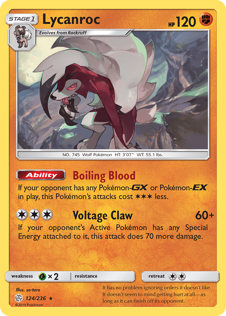 Lycanroc (124/236) [Sun & Moon: Cosmic Eclipse] Pokemon Single Pokémon  | Multizone: Comics And Games