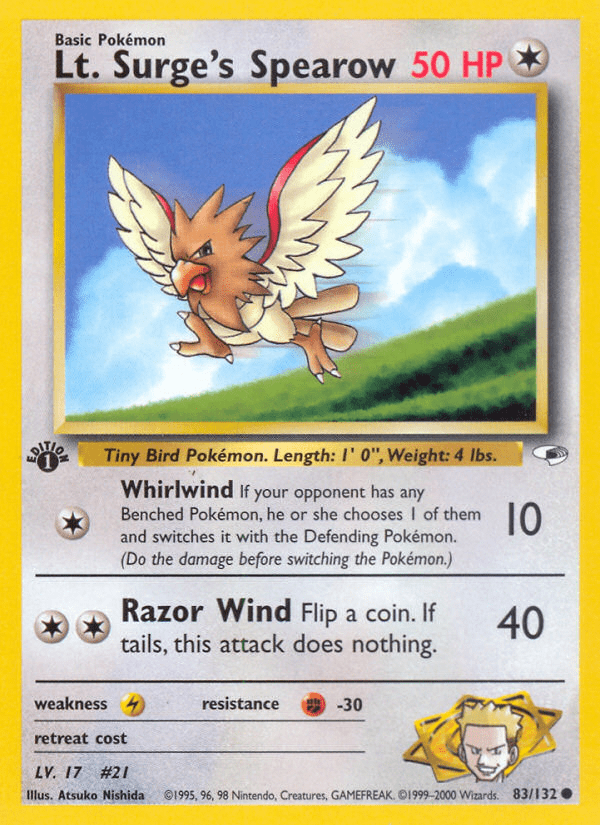 Lt. Surge's Spearow (83/132) [Gym Heroes 1st Edition] Pokemon Single Pokémon  | Multizone: Comics And Games