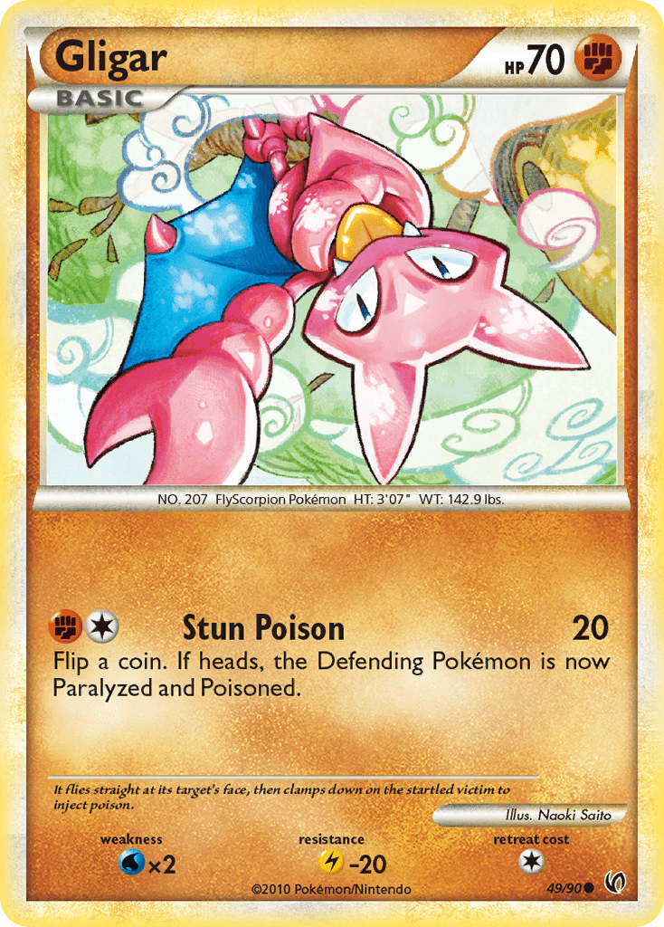 Gligar (49/90) [HeartGold & SoulSilver: Undaunted] Pokemon Single Pokémon  | Multizone: Comics And Games