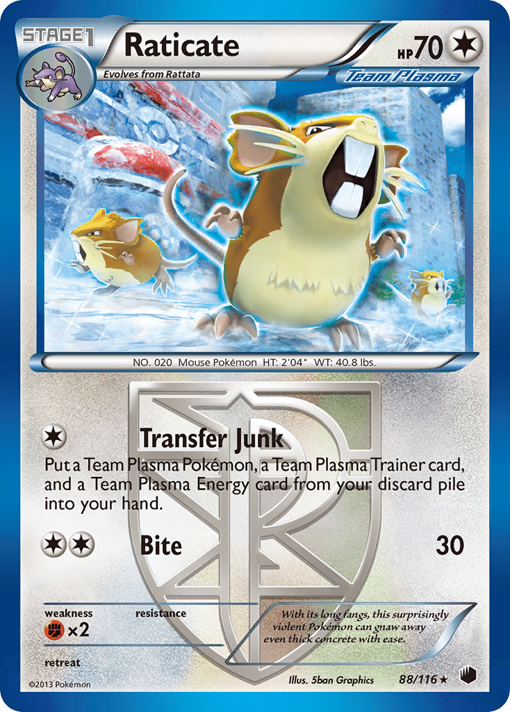 Raticate (88/116) [Black & White: Plasma Freeze] Pokemon Single Pokémon  | Multizone: Comics And Games