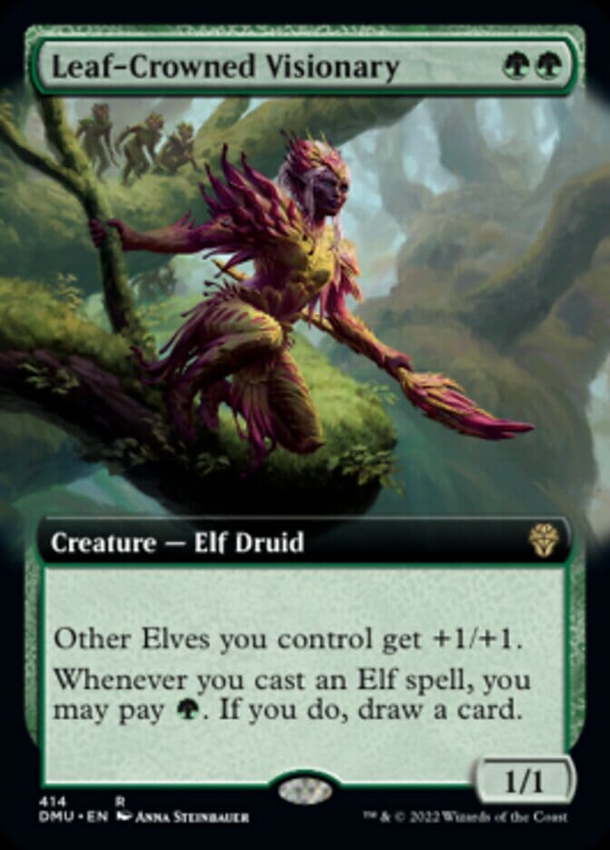 Leaf-Crowned Visionary (Extended Art) [Dominaria United] MTG Single Magic: The Gathering  | Multizone: Comics And Games