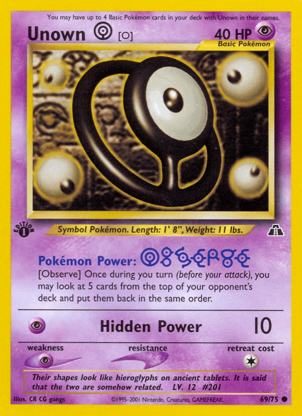 Unown [O] (69/75) [Neo Discovery 1st Edition] Pokemon Single Pokémon  | Multizone: Comics And Games