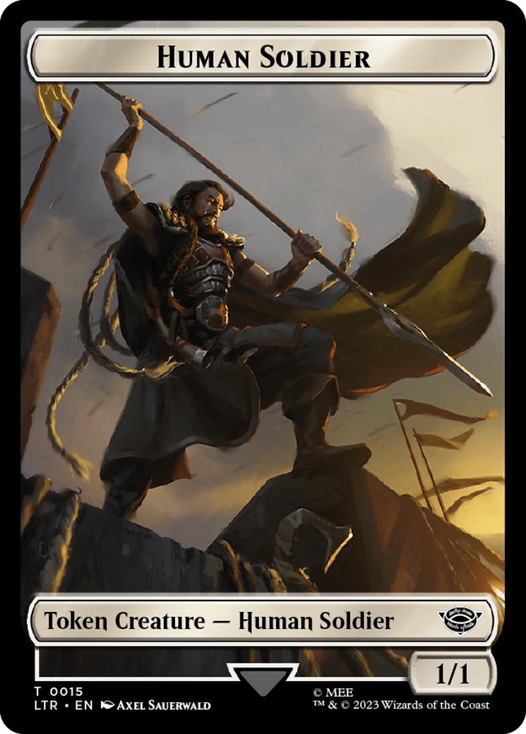 Human Soldier (0015) // Food (0024) Double-Sided Token (Surge Foil) [The Lord of the Rings: Tales of Middle-Earth Tokens] MTG Single Magic: The Gathering  | Multizone: Comics And Games