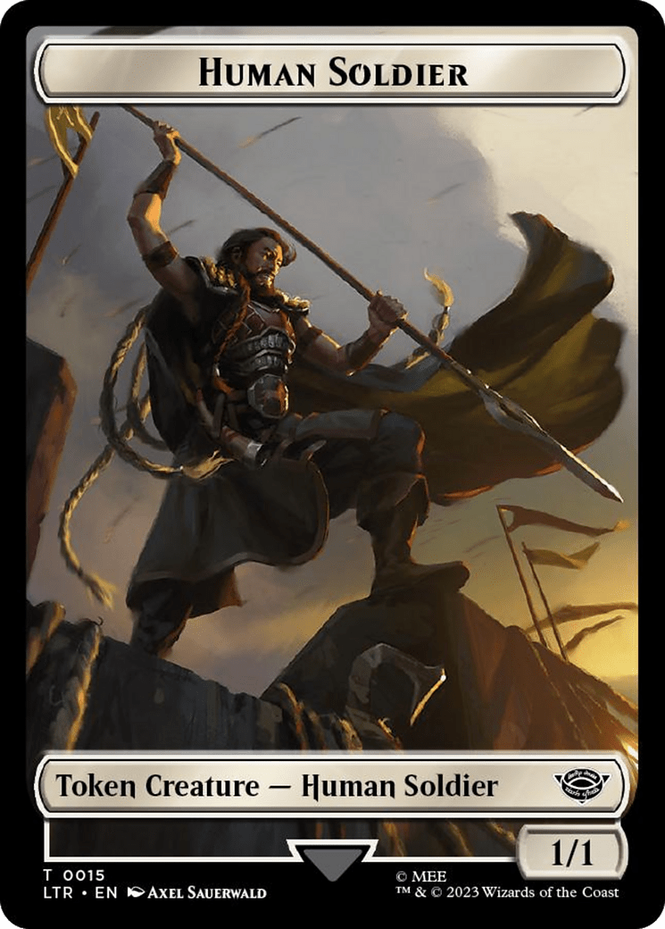 Human Soldier (0015) // Food (0023) Double-Sided Token (Surge Foil) [The Lord of the Rings: Tales of Middle-Earth Tokens] MTG Single Magic: The Gathering  | Multizone: Comics And Games