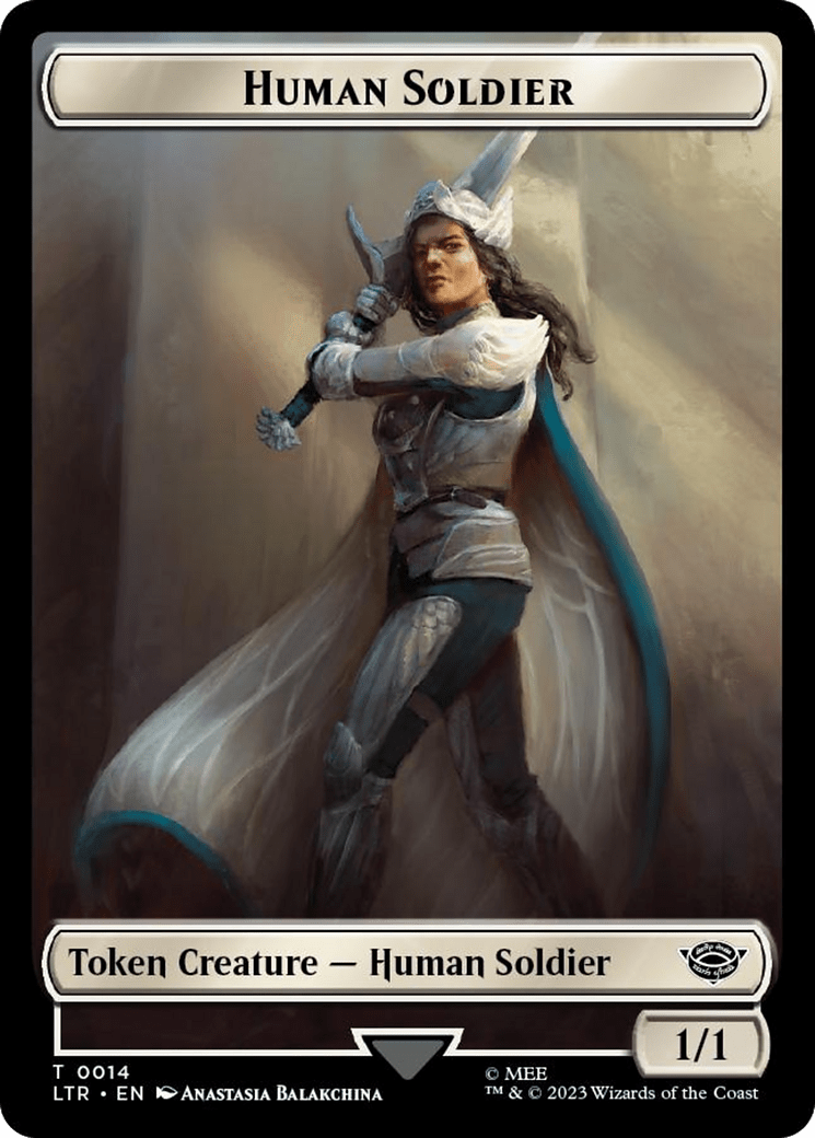 Human Soldier (0014) // Food (0023) Double-Sided Token (Surge Foil) [The Lord of the Rings: Tales of Middle-Earth Tokens] MTG Single Magic: The Gathering  | Multizone: Comics And Games