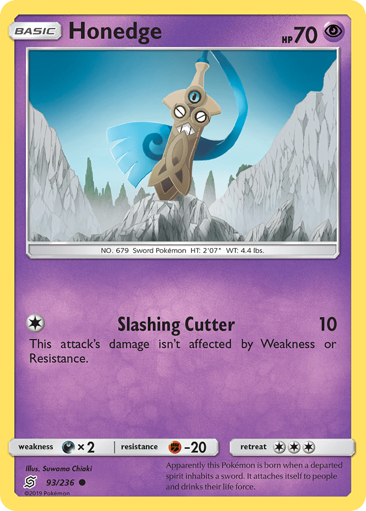 Honedge (93/236) [Sun & Moon: Unified Minds] Pokemon Single Pokémon  | Multizone: Comics And Games