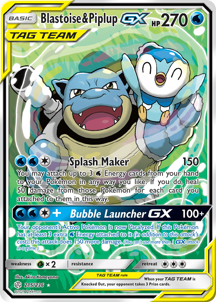 Blastoise & Piplup GX (215/236) [Sun & Moon: Cosmic Eclipse] Pokemon Single Pokémon  | Multizone: Comics And Games