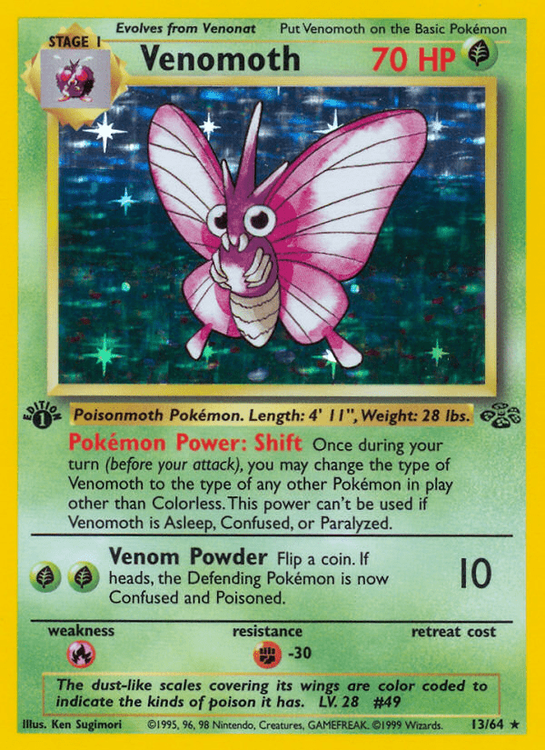 Venomoth (13/64) [Jungle 1st Edition] Pokemon Single Pokémon  | Multizone: Comics And Games
