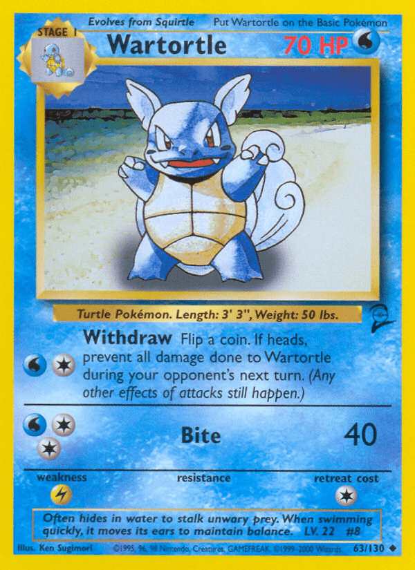 Wartortle (63/130) [Base Set 2] Pokemon Single Pokémon  | Multizone: Comics And Games