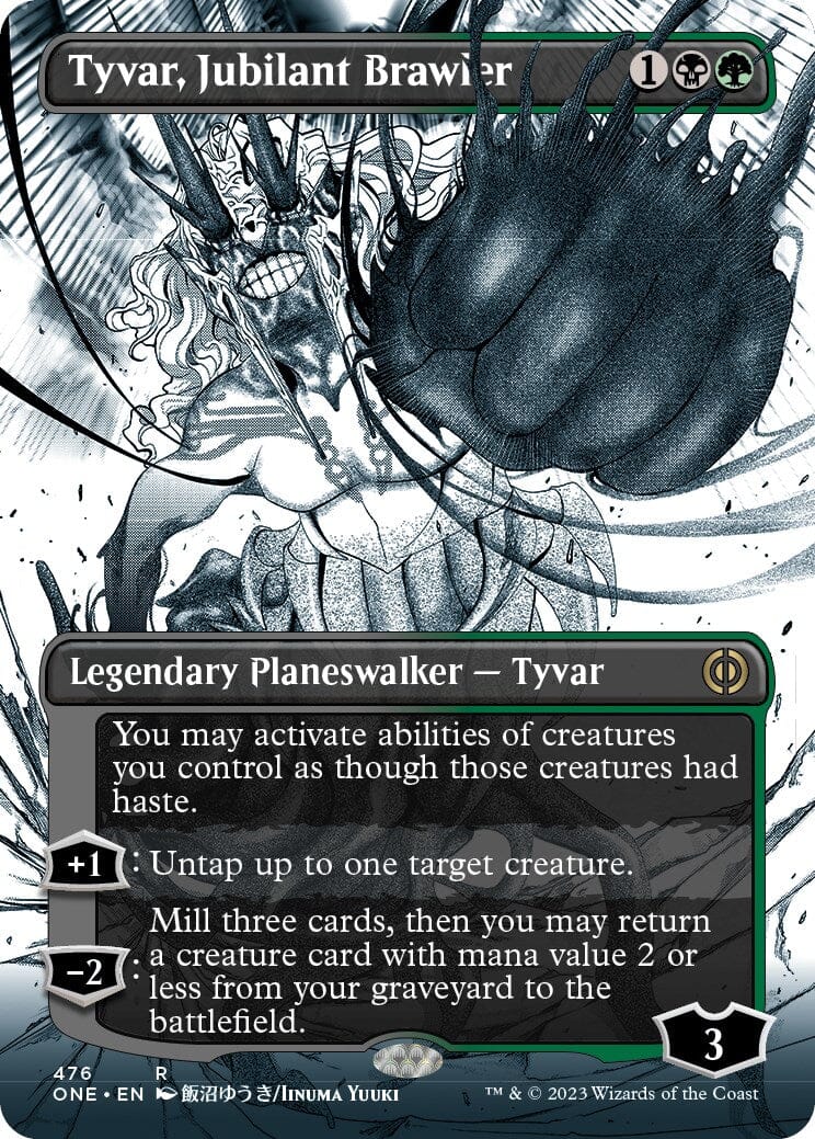 Tyvar, Jubilant Brawler (Borderless Manga Step-and-Compleat Foil) [Phyrexia: All Will Be One] MTG Single Magic: The Gathering  | Multizone: Comics And Games