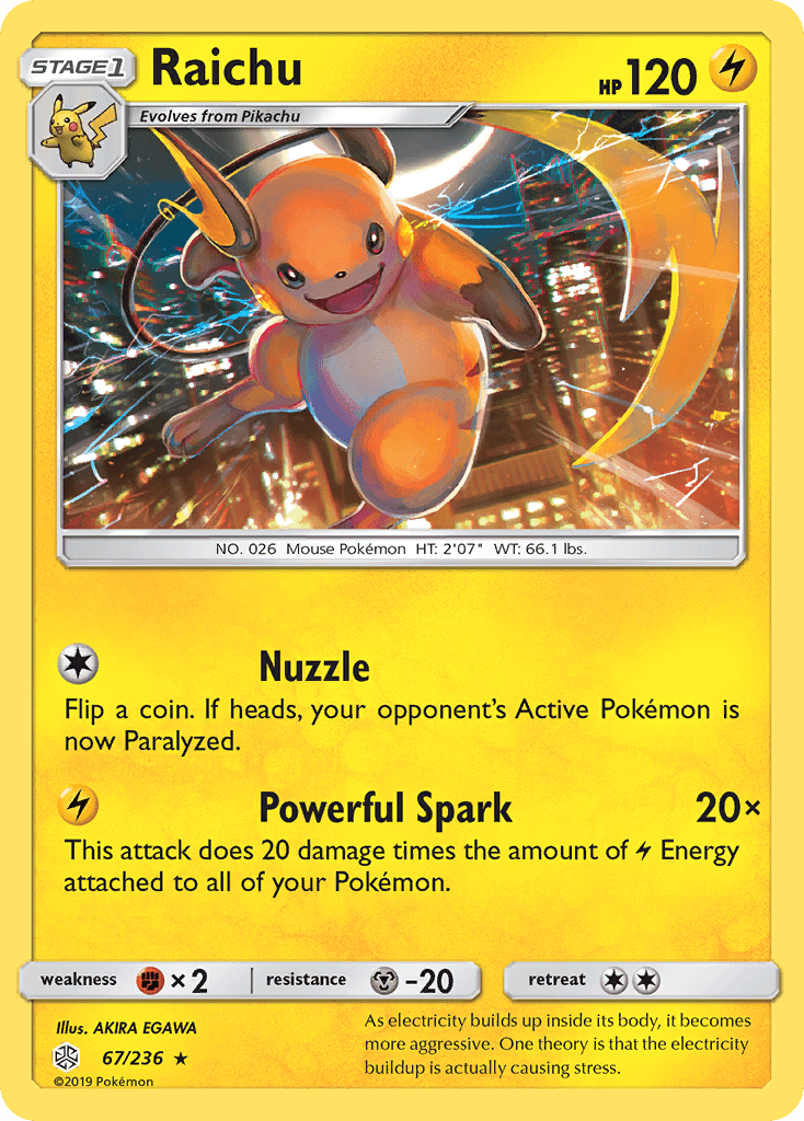 Raichu (67/236) [Sun & Moon: Cosmic Eclipse] Pokemon Single Pokémon  | Multizone: Comics And Games