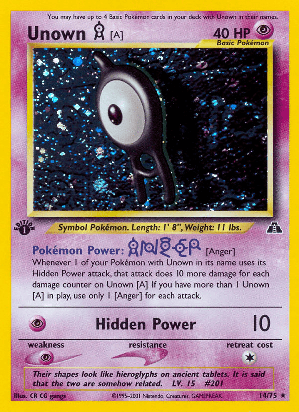 Unown [A] (14/75) [Neo Discovery 1st Edition] Pokemon Single Pokémon  | Multizone: Comics And Games