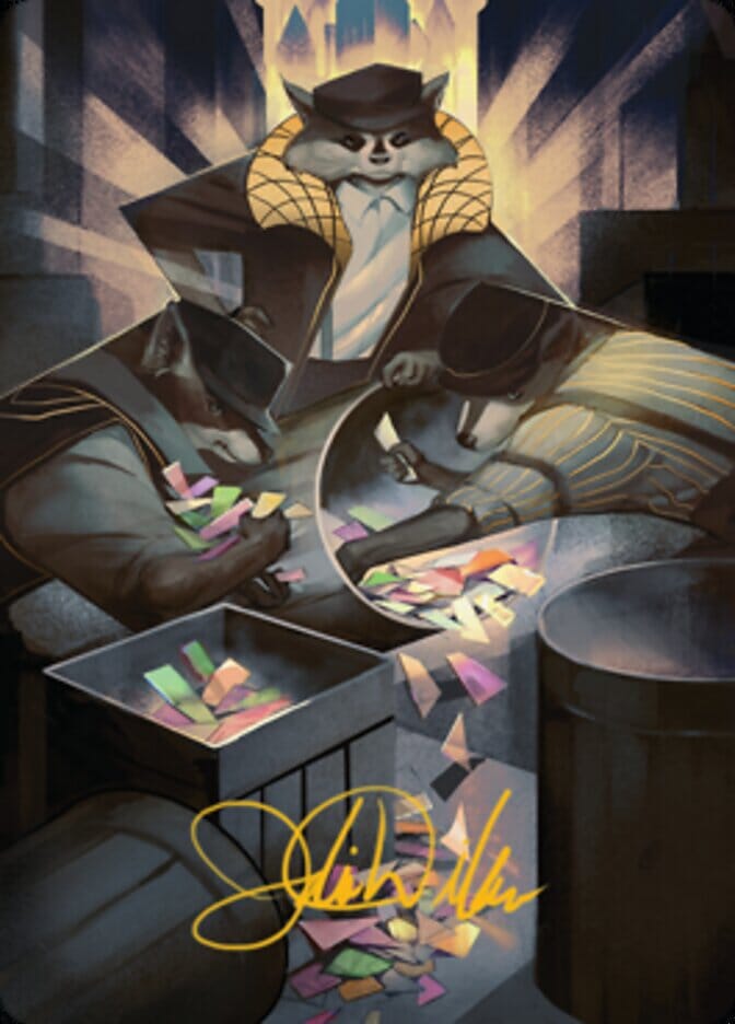Masked Bandits Art Card (Gold-Stamped Signature) [Streets of New Capenna Art Series] MTG Single Magic: The Gathering  | Multizone: Comics And Games