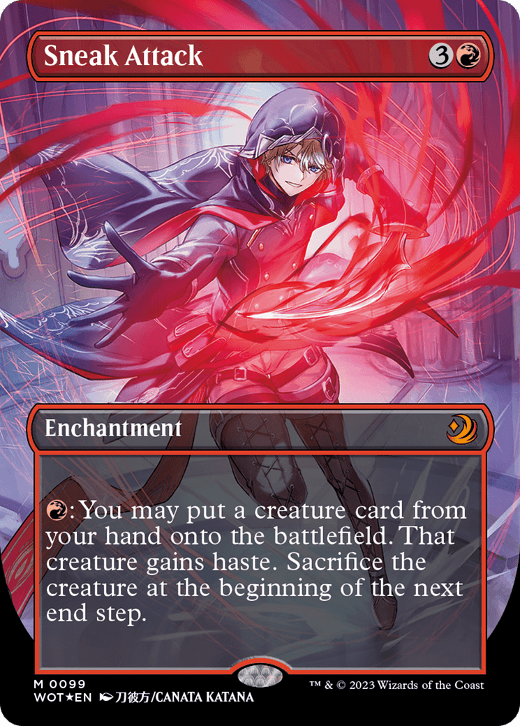 Sneak Attack (Anime Borderless) (Confetti Foil) [Wilds of Eldraine: Enchanting Tales] MTG Single Magic: The Gathering  | Multizone: Comics And Games