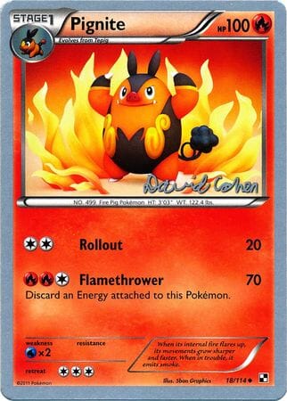 Pignite (18/114) (Twinboar - David Cohen) [World Championships 2011] Pokemon Single Pokémon  | Multizone: Comics And Games