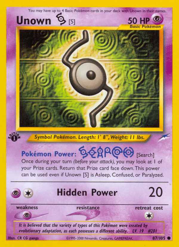 Unown [S] (87/105) [Neo Destiny 1st Edition] Pokemon Single Pokémon  | Multizone: Comics And Games