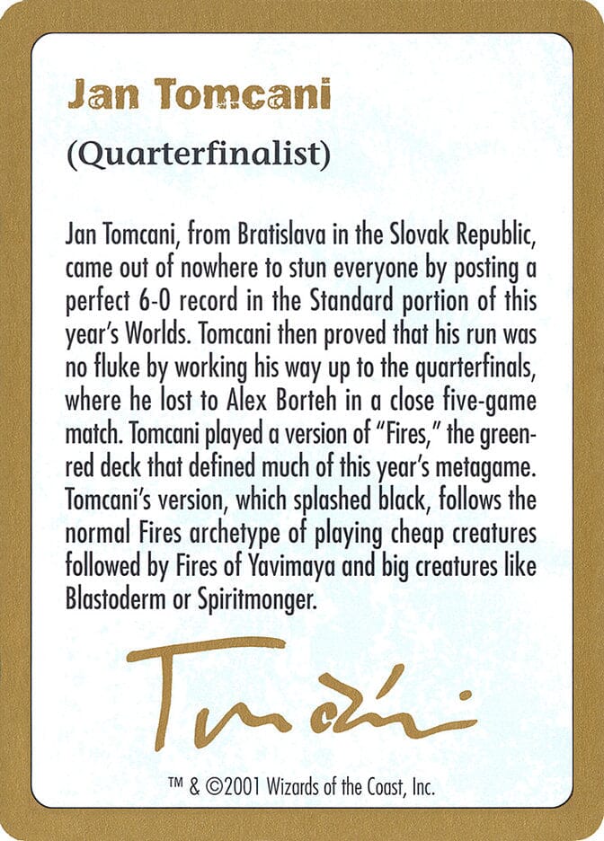 Jan Tomcani Bio [World Championship Decks 2001] MTG Single Magic: The Gathering  | Multizone: Comics And Games